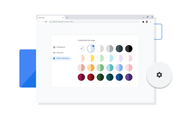 Image of the Chrome colour and theme customisation window.